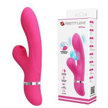 Вібратор-кролик для точки G PRETTY LOVE Willow з вакуумним стимулятором, 20.4 х 3.5 см BI-014916 фото