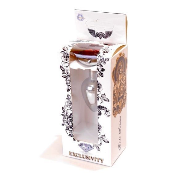 Анальная пробка с камнем Plug-Jewellery Silver Heart PLUG- Red размер S 64-00046 фото