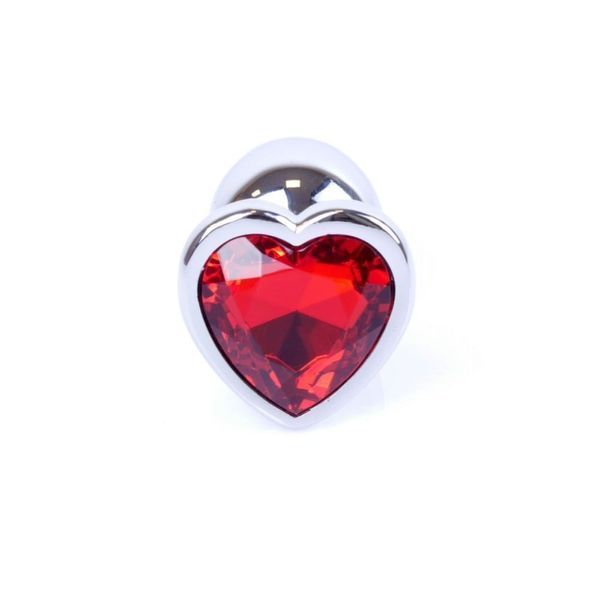 Анальная пробка с камнем Plug-Jewellery Silver Heart PLUG- Red размер S 64-00046 фото