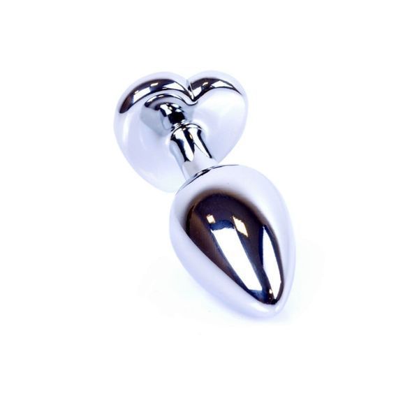 Анальная пробка с камнем Plug-Jewellery Silver Heart PLUG- Red размер S 64-00046 фото