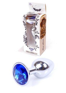 Анальна пробка з каменем Plug-Jewellery Silver PLUG-Dark Blue розмір S 64-00010 фото