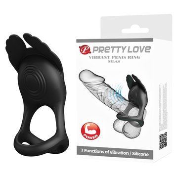 Эрекционное виброкольцо с крылышками PRETTY LOVE Silas 7 режимов, черное BI-210318 фото