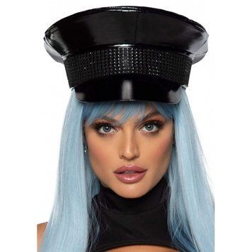 Військовий капелюх зі стразами One Size Rhinestone Trimmed Military Hat від Leg Avenue, чорний 2772 \Black фото