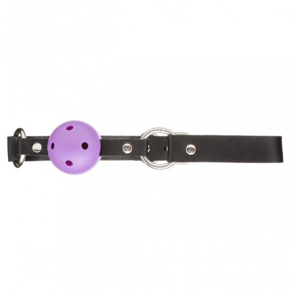 Кляп из экокожи Loveshop Latex BREATHABLE BALL GAG BLACK/PURPLE F61428 фото