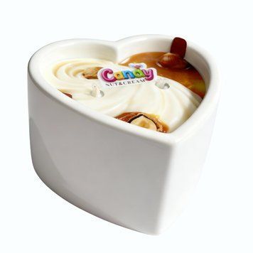 Масажна свічка з ароматом горіхового крему Candy Nut Cream у формі серця, 70 мл C384823 фото