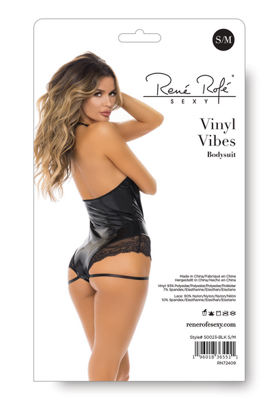 Боді з вінілу Rene Rofe VINYL VIBES, чорний, S/M 7550023BLKSM фото
