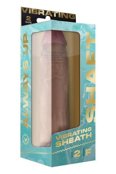 Насадка на пеніс Shaft Vibrating з вібрацією та пультом, бежева, 22.3 см 860292 фото