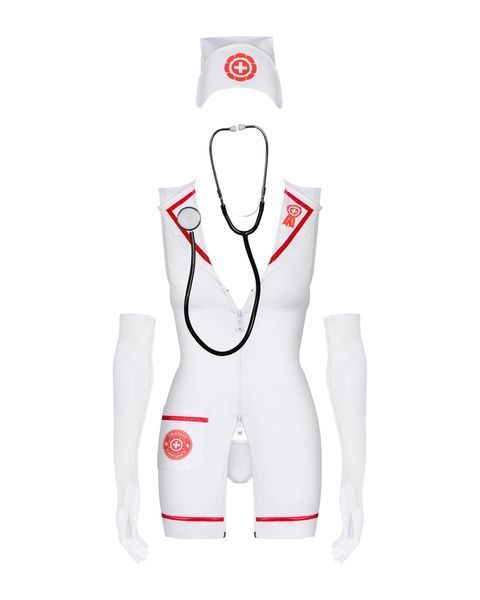 Медсестра сукня + рукавички emergency dress stetoskop obsessive SM 410614 фото