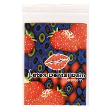 Серветка для орального сексу Strawberry Latex Dental Dams зі смаком полуниці, 1 шт. ON60208 фото