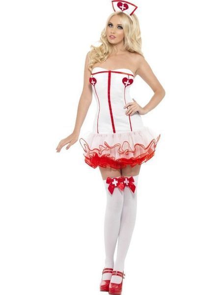 Костюм сексуальної медсестри Nurse біло-червоний, XS 24291NR фото