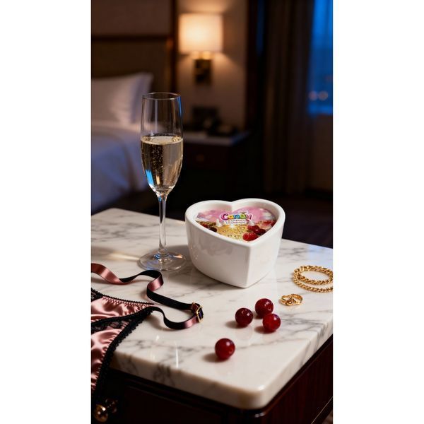 Масажна свічка з ароматом шампанського з журавлиною Candy Cranberry Champagne у формі серця, 70 мл C389510 фото