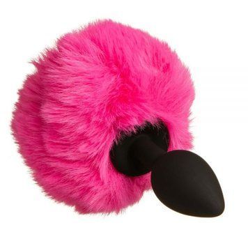 анальна пробка з помпоном Зайка Silicone, PINK S 820180 фото