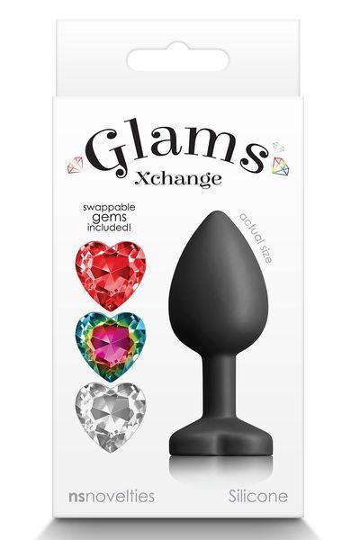 Анальная пробка со съемным камнем GLAMS XCHANGE HEART SMALL 281063 фото