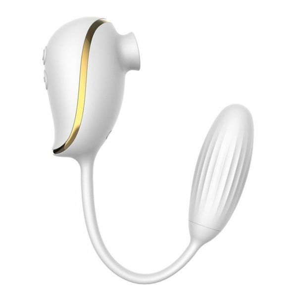 Вакуумний стимулятор з віброяйцем High End Suction Love Egg WHITE 560434 фото