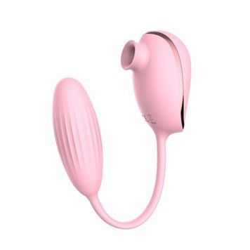 Вакуумний стимулятор клітора з віброяйцем High End Suction Love Egg PINK 560431 фото