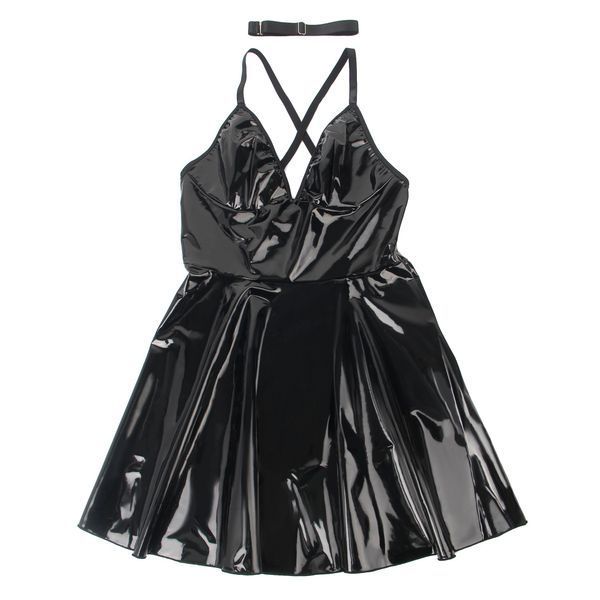 Сукня з чокером, глянсова Star Night Wet Look з імітацією вінілу, чорна, L R82327-1/L фото