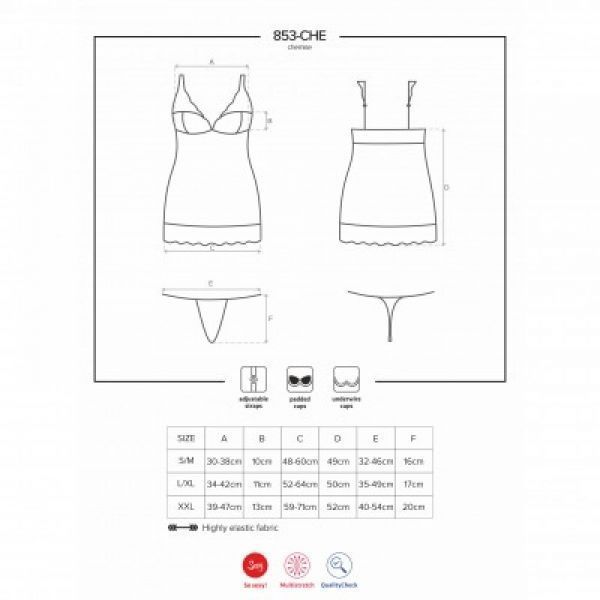 Боді 853-CHE-3 chemise thong red S / M 410822 фото