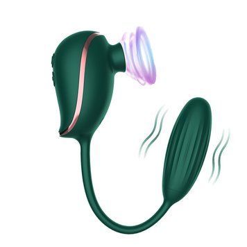 Вакуумний стимулятор із віброяйцем High End Suction Love Egg GREEN 560435 фото