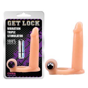 Насадка для подвійного проникнення Chisa Get Lock Vibration з вібрацією та ерекційним кільцем 37414 /CN-100337414 фото