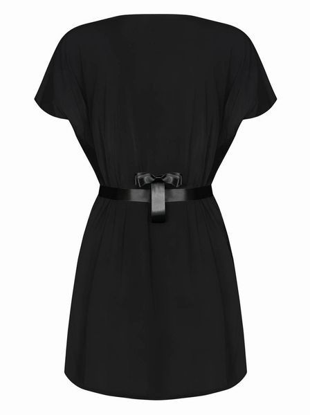 Халат атласный Obsessive 810-PEI-1 с кружевами, черный, S/M 410053 фото