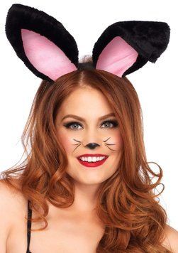 Вушки кролика One Size Plush Bunny Rabbit Ears Headband від Leg Avenue, рожево-чорні A28112 / BLACK фото