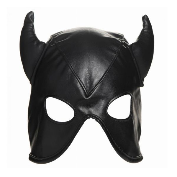 Маска з ріжками Dungeon Demon Bondage Mask, чорна AH48974 фото