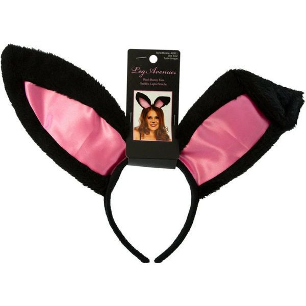 Вушки кролика One Size Plush Bunny Rabbit Ears Headband від Leg Avenue, рожево-чорні A28112 / BLACK фото