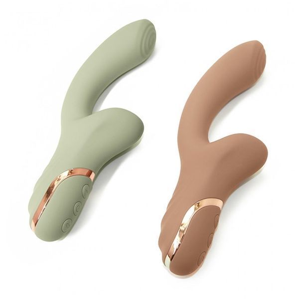 Вібратор для точки G з вакуумним стимулятором клітора Sweet Em Velvet Lure бежевий 89653 фото