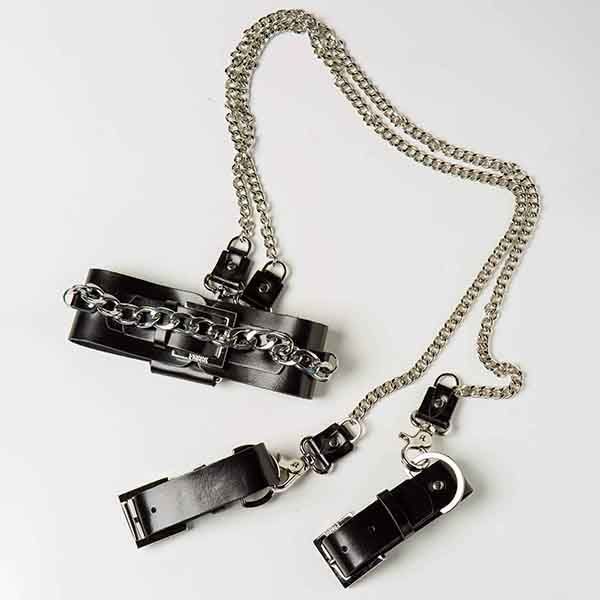 Набір нашийник наручники Silver With Chain F61267 фото