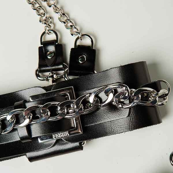 Набір нашийник наручники Silver With Chain F61267 фото