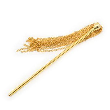 Флоггер с кисточкой на цепочке DS Fetish Golden Metal 23 см 271601050 фото