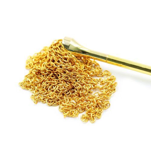 Флогер з пензликом на ланцюжку DS Fetish Golden Metal 23 см 271601050 фото