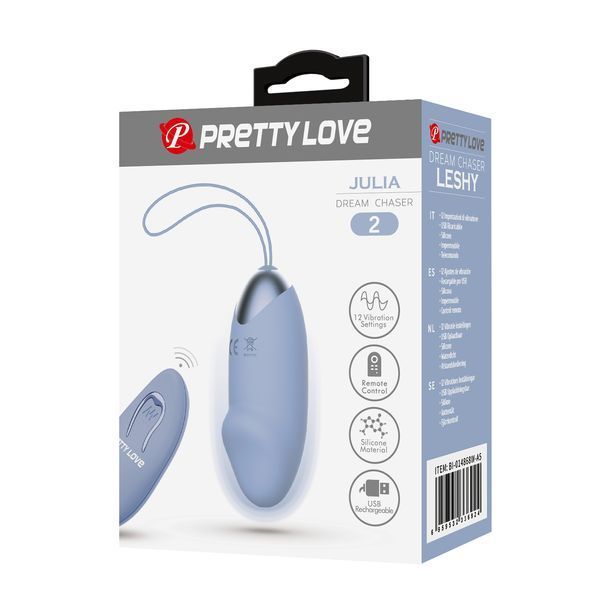 Віброяйце вагінальне Pretty Love Julia Dream з пультом, блакитне, 18.6 х 2.8 см BI-014362W-4A5 фото