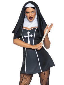Костюм черниці Leg Avenue, S, Naughty Nun 2 предмети, чорний 8698418 / S фото