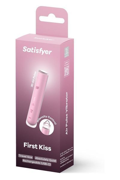 Вакуумний стимулятор Satisfyer First Kiss для клітора, рожевий, 12.5 х 2.5 см SAT78465 фото