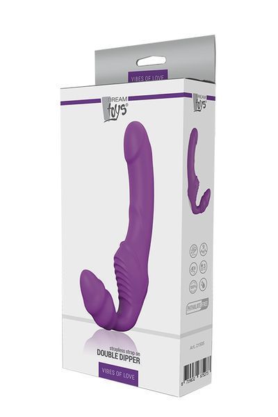 Страпон безремневой VIBES OF LOVE DOUBLE DIPPER PURPLE DT21505 фото