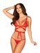 Комплект мереживний Obsessive Lovlea зі стрічками, червоний, L/XL 410782 фото 1