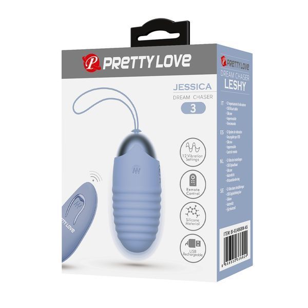 Віброяйце вагінальне Pretty Love Jessica Dream з пультом, блакитне, 7.2 х 3.3 см BI-014362W-3A5 фото