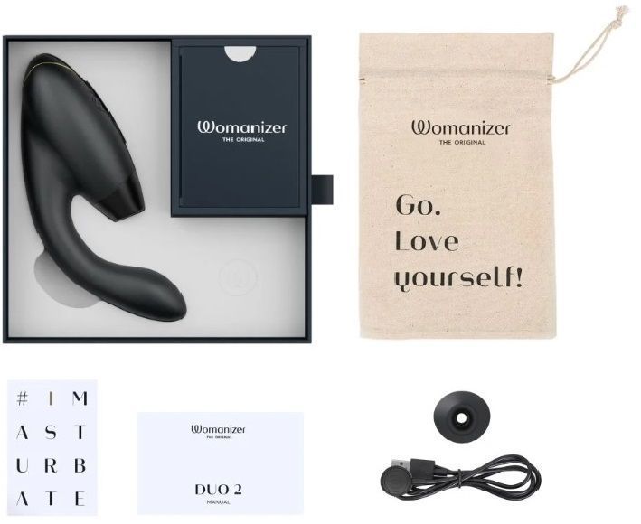 Інноваційний безконтактний вібратор-стимулятор Womanizer Duo 2 Black W44124 фото