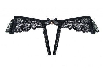 Трусики чорні Obsessive 830-THC-1 crotchless thong S / M 410228 фото
