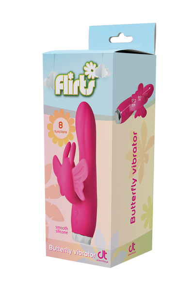 Вибратор кролик в виде Бабочки Dream Toys Flirts Butterfly, розовый, 17 см х 3 см DT22018 фото