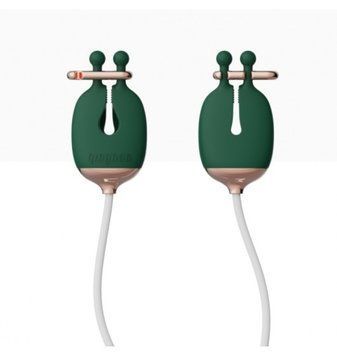 Затискачі для сосків з вібрацією Qingnan No.2 Vibrating Nipple Clamps Green Q92000 фото