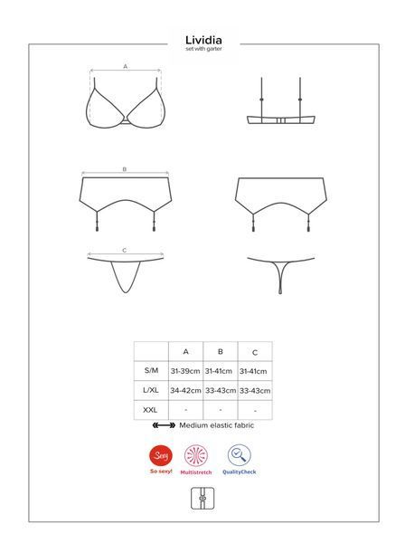 Комплект Obsessive Lividia 3 pcs set red S/M 410500 фото