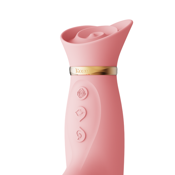Вібратор з ротацією і вакуумною стимуляцією ZALO ROSE Rabbit PINK ZL30141 фото