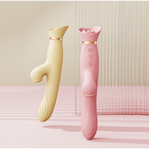 Вібратор з ротацією і вакуумною стимуляцією ZALO ROSE Rabbit PINK ZL30141 фото