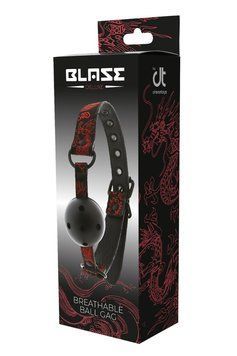 Кляп чорний Dream Toys Blaze Deluxe з червоним візерунком у вигляді вишивки DT21533 фото