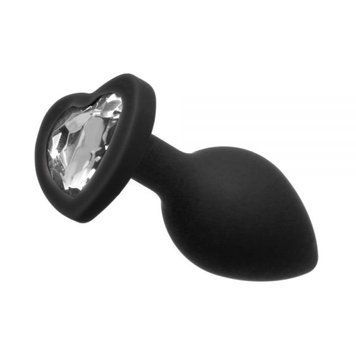 Анальная Black Silicone Heart Diamond, M 820167 фото