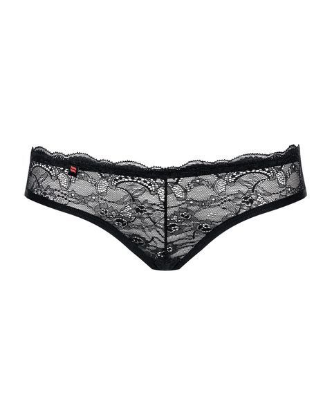 Трусики з декоративними стрепами по попі та бантиком Obsessive Frivolla чорний, L/XL 410024 фото