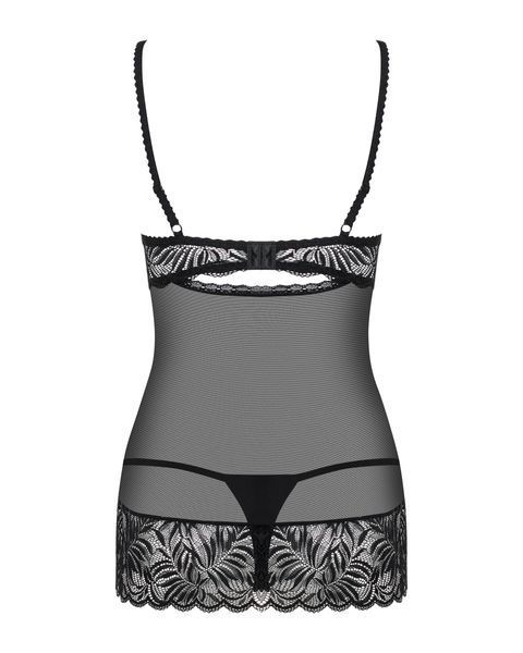 Бебідол з ажурним ліфом і шнурівкою Obsessive Contica чорний, S/M 410720 фото