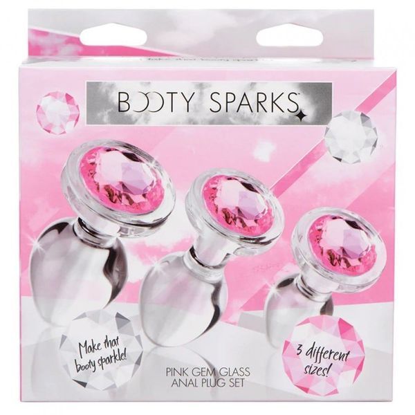 Набір анальних пробок Pink Gem Glass Anal Plug Set зі скла AG37374 фото